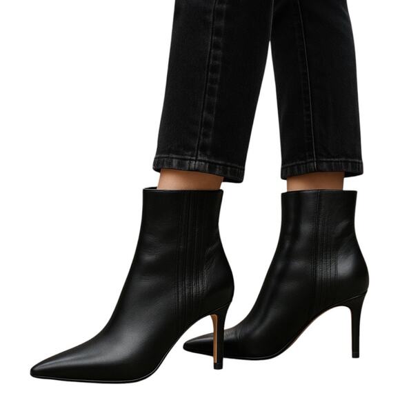 Veronica Beard Lisa Leather Mid Heel Ankle Bootie Boots Black Size 9.5M - Picture 13 of 13